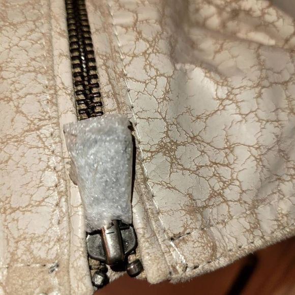 Vintage Scully Leather Beige Distressed Zipper Jacket - Picture 9 of 10
